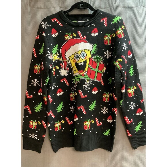 Nickelodeon Spongebob Ugly Christmas Snowflake Sweater‎ Small Unisex - Picture 1 of 6